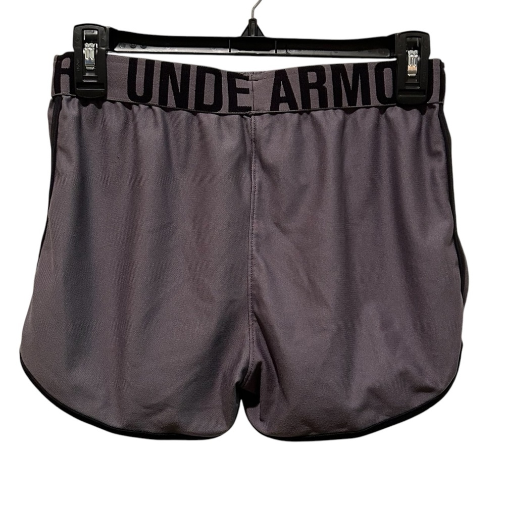 Under Armour Boy’s Athletic Shorts Gray Black Drawstring Waist Sports Sz YLG - Picture 2 of 6